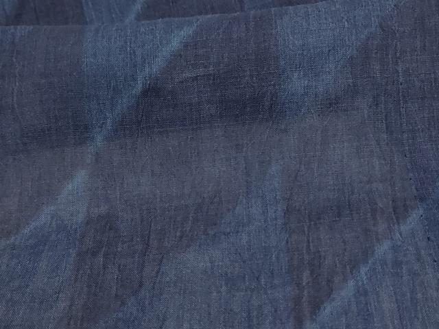 平和屋着物＊夏物　小千谷ちぢみ　菱文　証紙付き　麻　逸品　AABA2920jd