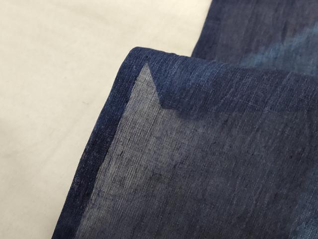 平和屋着物＊夏物　小千谷ちぢみ　菱文　証紙付き　麻　逸品　AABA2920jd