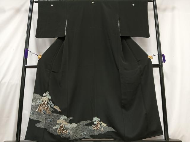 平和屋着物■豪華黒留袖　立波松文　正絹　逸品　AABA3218oa