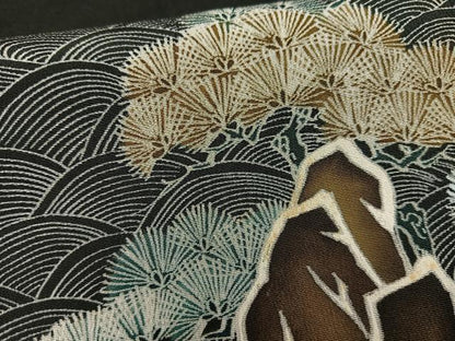 平和屋着物■豪華黒留袖　立波松文　正絹　逸品　AABA3218oa