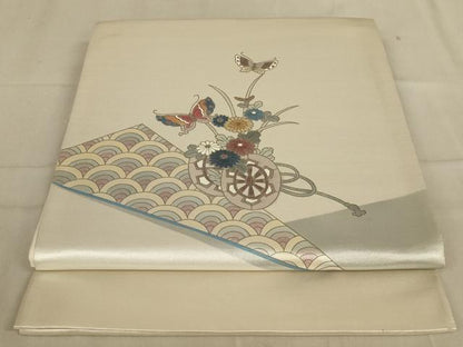 平和屋着物◎太鼓柄袋帯　作家物　静泉　花車文　正絹　逸品　AABA3251ou