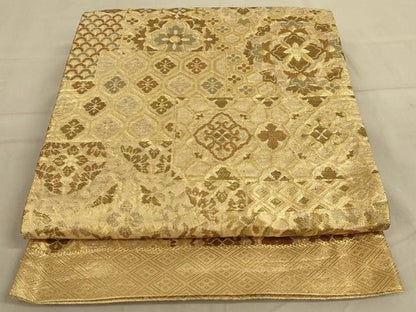 平和屋着物◎六通柄袋帯　更紗花文　金糸　正絹　逸品　AABA3252ou