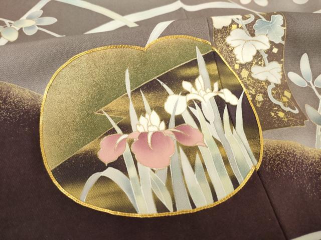 平和屋着物●豪華色留袖　駒刺繍　飛鶴吉祥花文　暈し染め　金彩　正絹　逸品　AABA3285ck