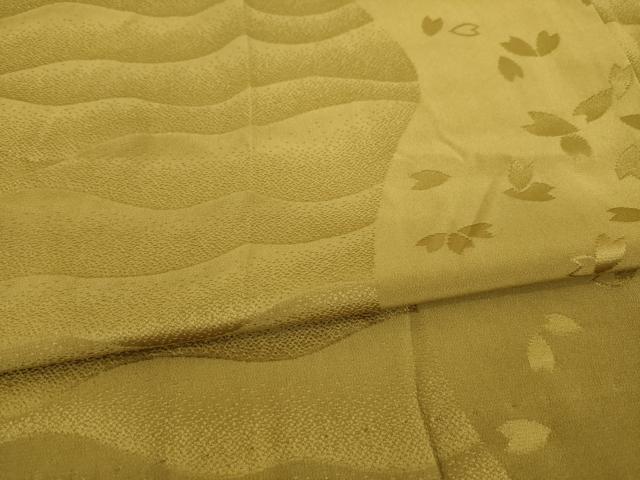 平和屋着物●長襦袢　無双仕立て　舞桜地紋　黄橡色　やまと誂製　正絹　逸品　AABA3291ck
