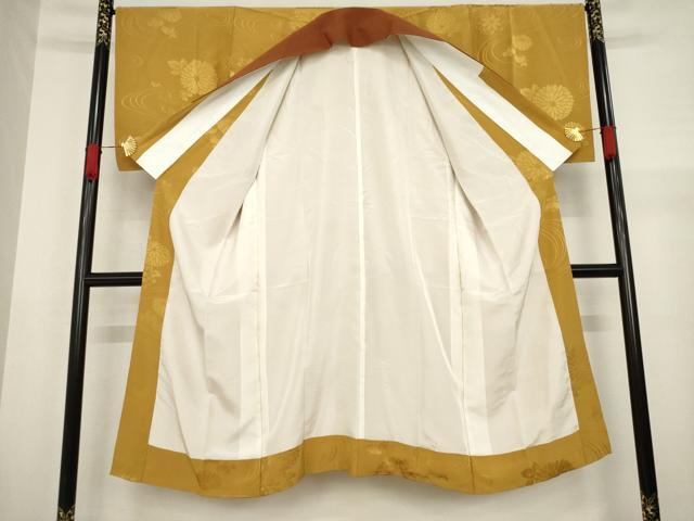 平和屋着物●長襦袢 袷 流水花地紋 狐色 広衿仕立て 正絹 逸品 AABA3295ck