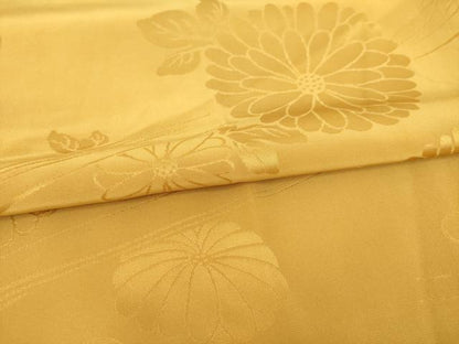 平和屋着物●長襦袢 袷 流水花地紋 狐色 広衿仕立て 正絹 逸品 AABA3295ck