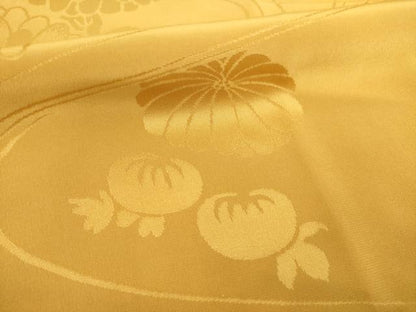 平和屋着物●長襦袢 袷 流水花地紋 狐色 広衿仕立て 正絹 逸品 AABA3295ck