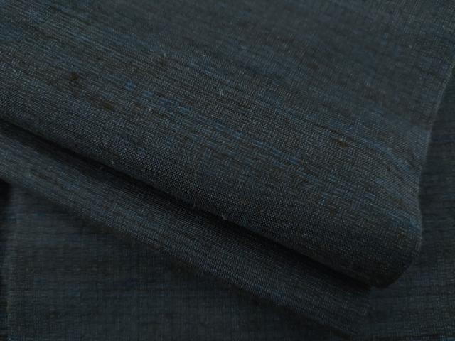 平和屋着物●男性 紬 アンサンブル 色無地 青褐色 正絹 逸品 AABA3305ck