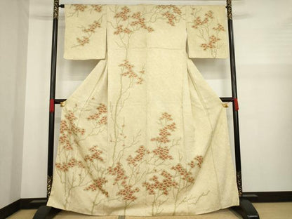 平和屋着物●訪問着 総絞り 枝花文 正絹 逸品 AABA3310ck