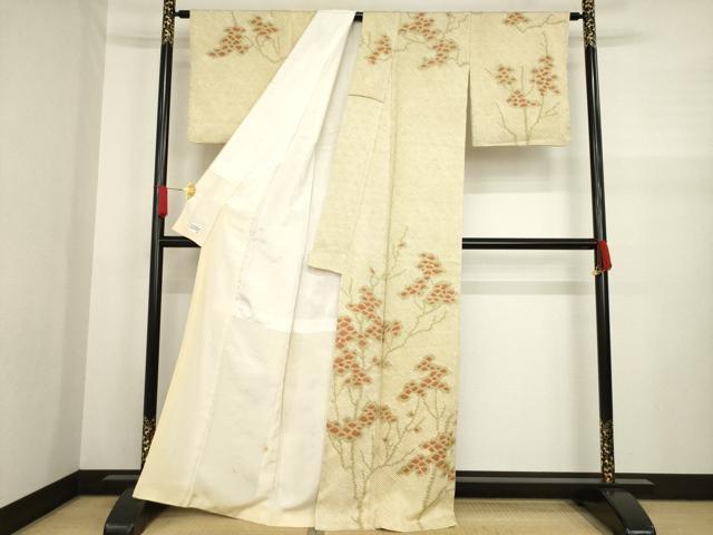 平和屋着物●訪問着 総絞り 枝花文 正絹 逸品 AABA3310ck