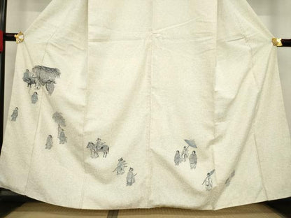 平和屋着物●紬 色留訪問着 人物文 正絹 逸品 AABA3320ck