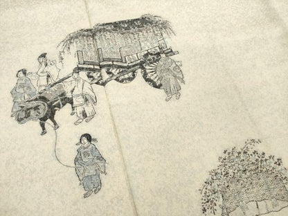 平和屋着物●紬 色留訪問着 人物文 正絹 逸品 AABA3320ck