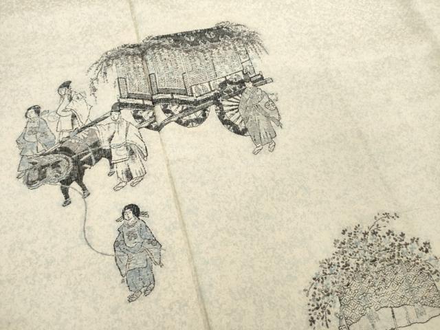 平和屋着物●紬 色留訪問着 人物文 正絹 逸品 AABA3320ck