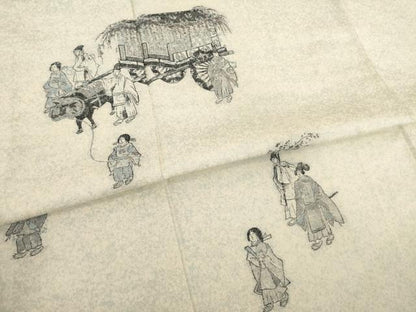平和屋着物●紬 色留訪問着 人物文 正絹 逸品 AABA3320ck