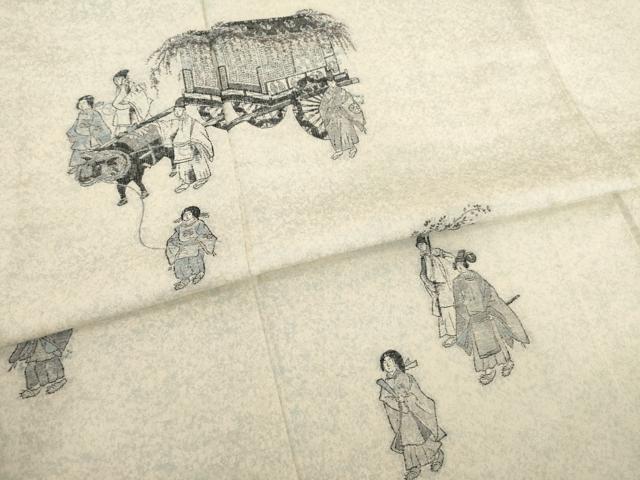 平和屋着物●紬 色留訪問着 人物文 正絹 逸品 AABA3320ck