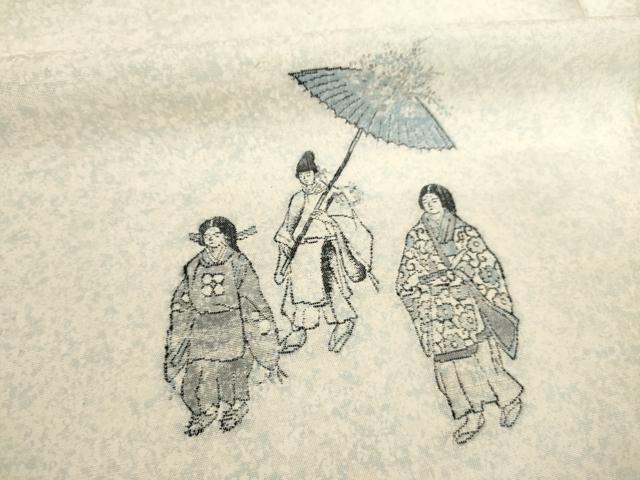 平和屋着物●紬 色留訪問着 人物文 正絹 逸品 AABA3320ck