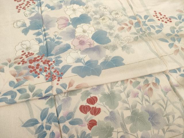 平和屋着物●訪問着 枝花文 正絹 逸品 AABA3324ck