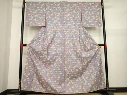 平和屋着物●本場染大島紬 幾何学文様 正絹 逸品 AABA3328ck