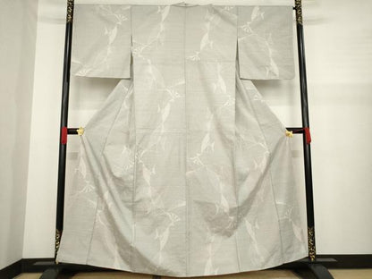 平和屋着物●結城紬 100亀甲 舞扇文 正絹 逸品 AABA3334ck