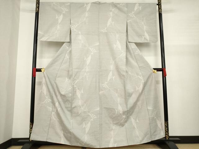 平和屋着物●結城紬 100亀甲 舞扇文 正絹 逸品 AABA3334ck