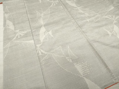 平和屋着物●結城紬 100亀甲 舞扇文 正絹 逸品 AABA3334ck