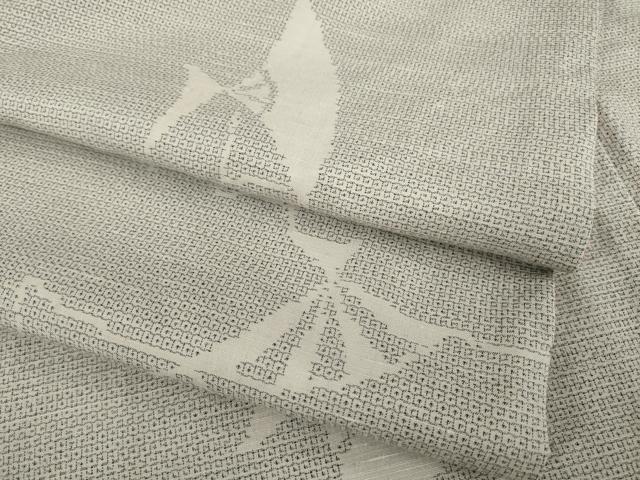 平和屋着物●結城紬 100亀甲 舞扇文 正絹 逸品 AABA3334ck