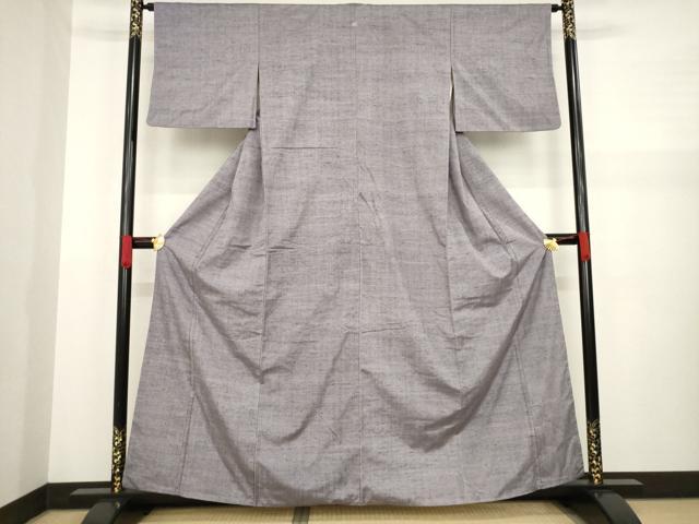 平和屋着物●上質な紬 霞文 鳩羽鼠色 正絹 逸品 AABA3348ck