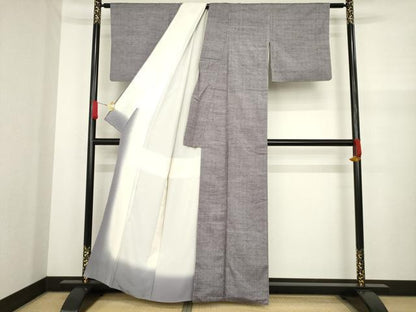 平和屋着物●上質な紬 霞文 鳩羽鼠色 正絹 逸品 AABA3348ck