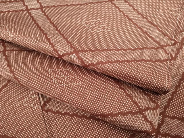 平和屋着物●本場大島紬 100亀甲 菱文 正絹 逸品 AABA3355ck