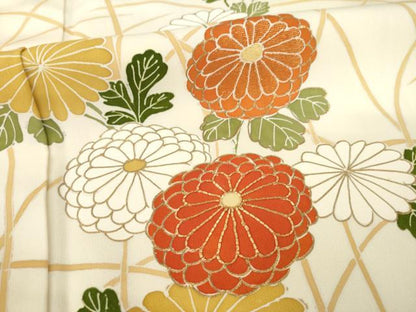 平和屋着物●訪問着 駒刺繍 草花文 金彩 正絹 逸品 AABA3357ck