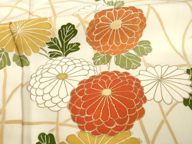 平和屋着物●訪問着 駒刺繍 草花文 金彩 正絹 逸品 AABA3357ck