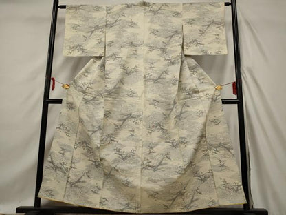平和屋着物■上質な紬　流水枝葉文　正絹　逸品　AABA3475st
