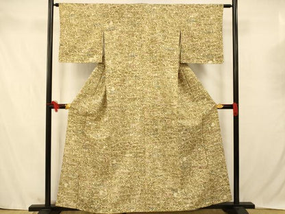 平和屋着物■上質な紬　更紗花文　暈し染め　正絹　逸品　AABA3618fw