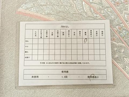平和屋着物◎六通柄袋帯 唐織 孔雀羽文 銀糸 正絹 逸品 AABA3690tn