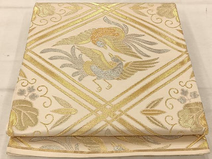 平和屋着物◎六通柄袋帯　鳳凰花文　金銀糸　正絹　逸品　AABA3699tn