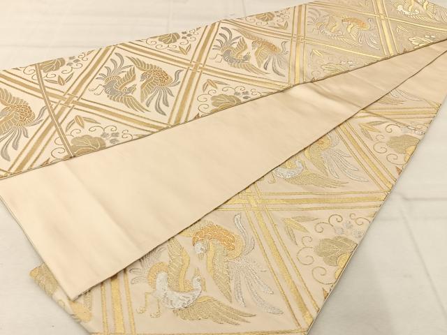 平和屋着物◎六通柄袋帯　鳳凰花文　金銀糸　正絹　逸品　AABA3699tn