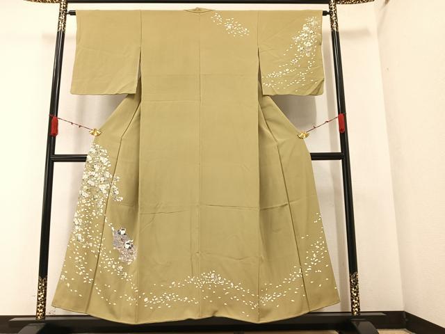 平和屋着物●訪問着 女人枝花文 正絹 逸品 AABA3765ph