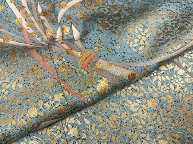 平和屋着物○中嶋まさひろ 蝋彩染作家 訪問着 刺繍 束ね熨斗草花