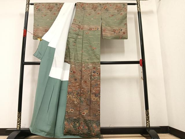 平和屋着物●訪問着　草花文　金彩　正絹　逸品　AABA3774ph