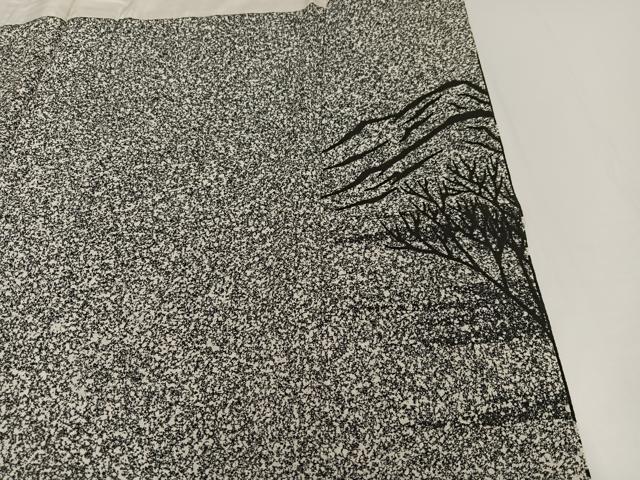 平和屋着物●東京手描友禅　寺澤森秋　訪問着　遠山風景樹林文　金彩　正絹　逸品　AABA3781ph