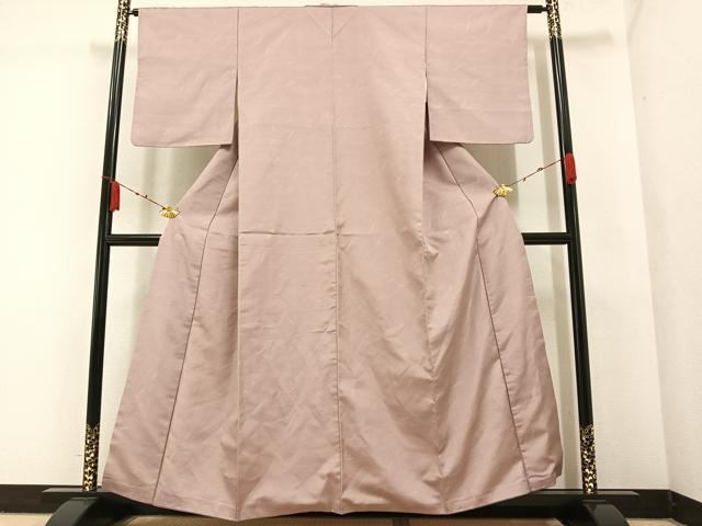 平和屋着物●上質な色無地　草木地紋　枯野色　正絹　逸品　AABA3788ph