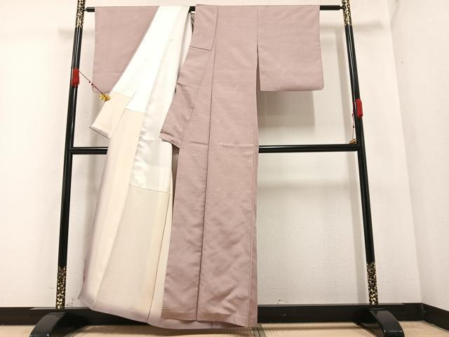 平和屋着物●上質な色無地　草木地紋　枯野色　正絹　逸品　AABA3788ph
