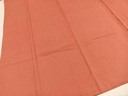 平和屋着物●上質な色無地 作家物 網目地紋 甚三紅色 正絹 逸品 AABA3792ph