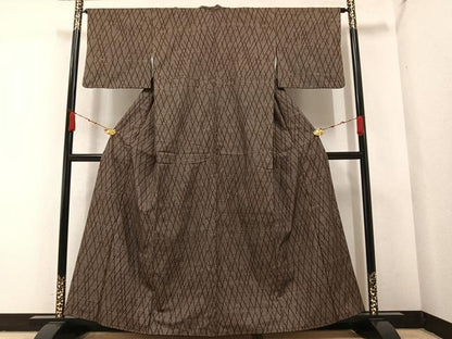 平和屋着物●本場大島紬　一元7マルキ　網目文　正絹　逸品　AABA3799ph