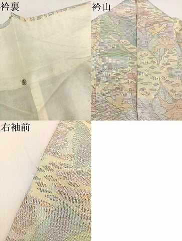 平和屋着物●本場大島紬 白大島 亀甲草花文 正絹 逸品 AABA3815ph