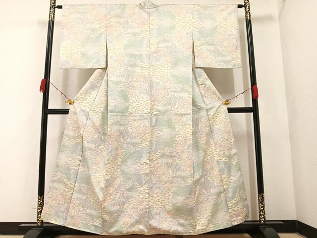 平和屋着物●本場大島紬 白大島 亀甲草花文 正絹 逸品 AABA3815ph