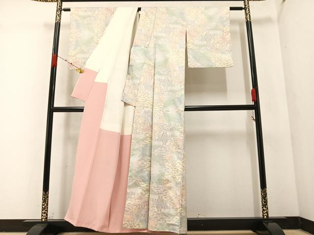 平和屋着物●本場大島紬 白大島 亀甲草花文 正絹 逸品 AABA3815ph