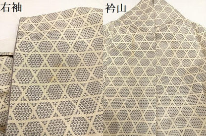 平和屋着物●上質な小紋 紬地 籠目文 正絹 逸品 AABA3831ph