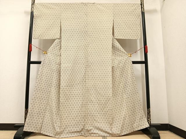 平和屋着物●上質な小紋 紬地 籠目文 正絹 逸品 AABA3831ph