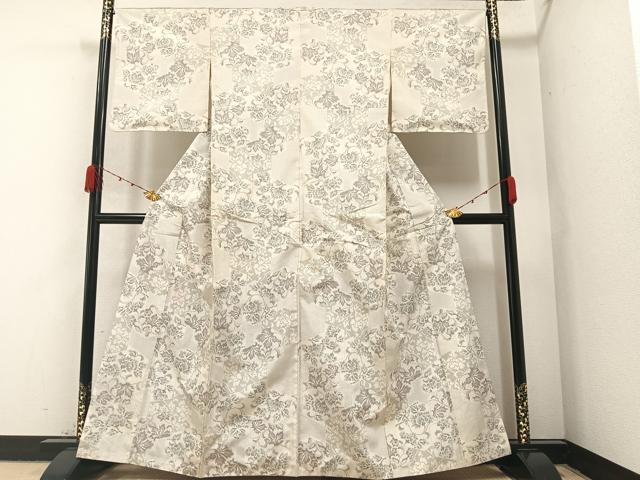 平和屋着物●上質な紬 枝花文 正絹 逸品 AABA3839ph